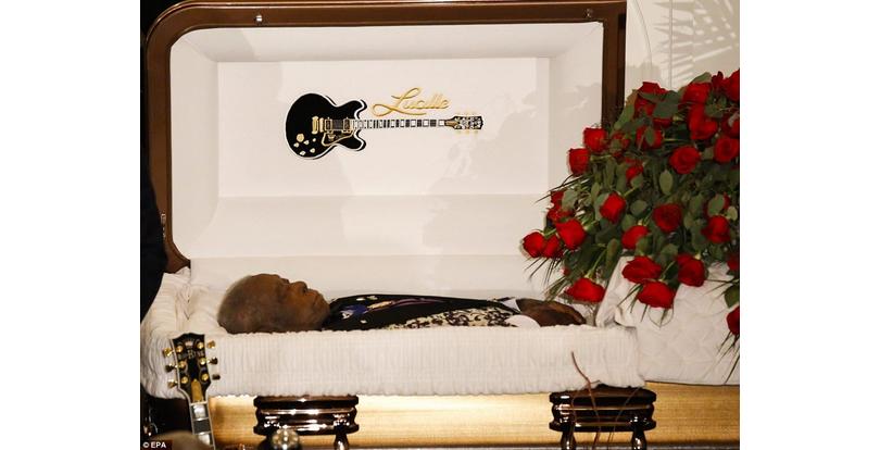BB King, the famous blue’s guitarist had an open casket in Mississippi in 2...